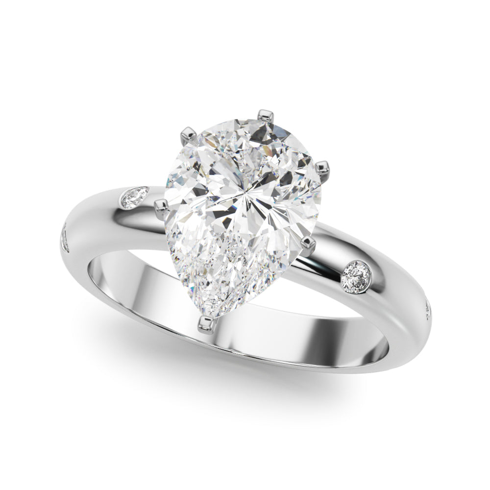 Lustrous Bands Straight Round Diamond Engagement Ring — 9K/18K Gold & Platinum