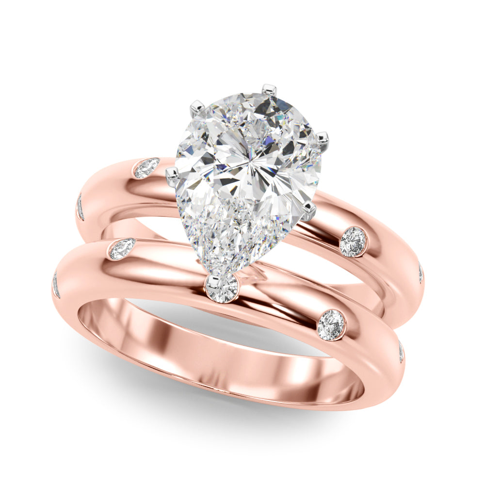 Lustrous Bands Straight Round Diamond Engagement Ring — 9K/18K Gold & Platinum