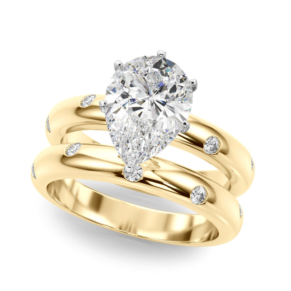 Lustrous Bands Straight Round Diamond Engagement Ring — 9K/18K Gold & Platinum