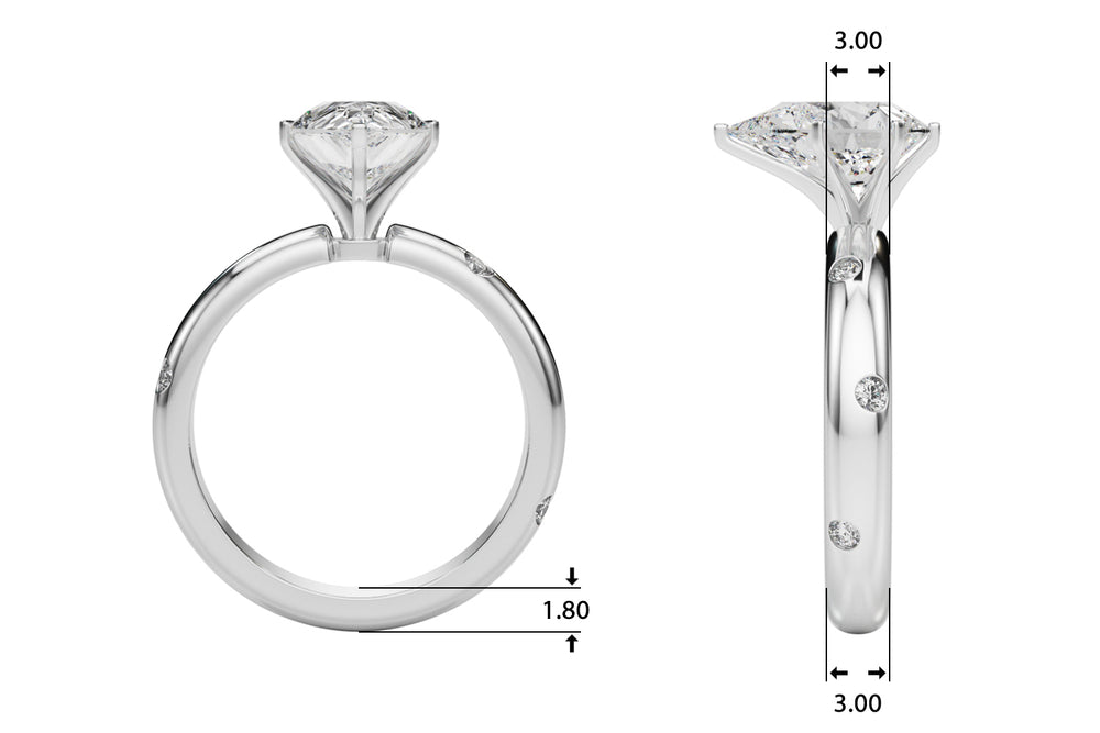 Lustrous Bands Straight Round Diamond Engagement Ring — 9K/18K Gold & Platinum