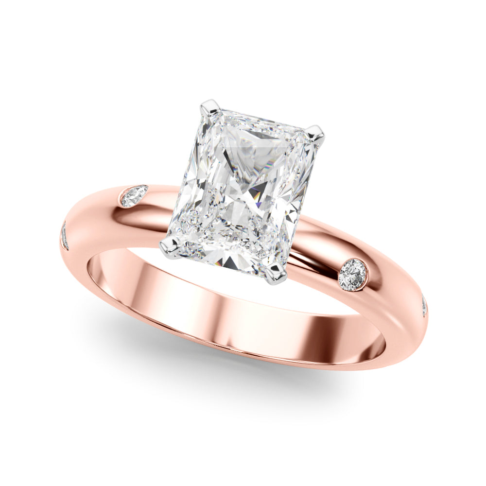 Lustrous Bands Straight Round Diamond Engagement Ring — 9K/18K Gold & Platinum