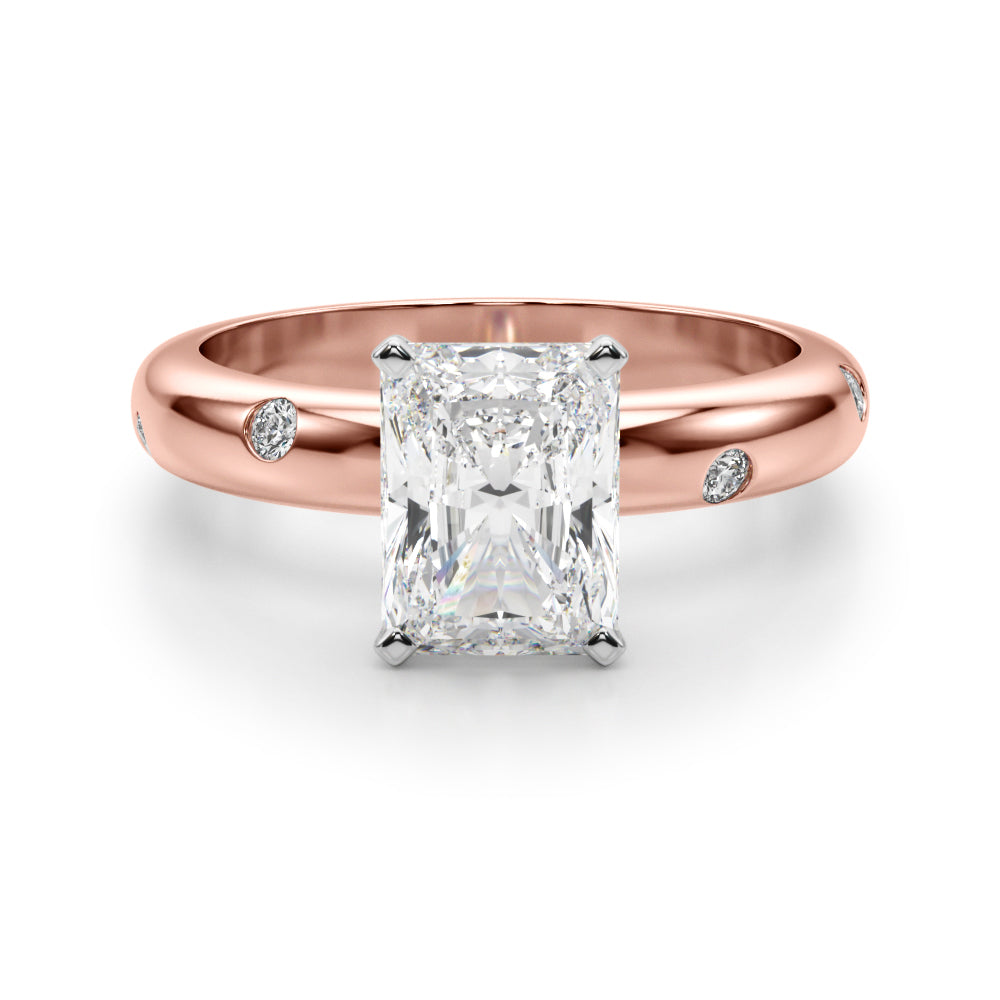 Lustrous Bands Straight Round Diamond Engagement Ring — 9K/18K Gold & Platinum