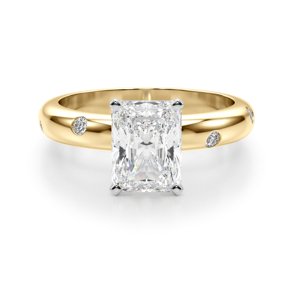 Lustrous Bands Straight Round Diamond Engagement Ring — 9K/18K Gold & Platinum
