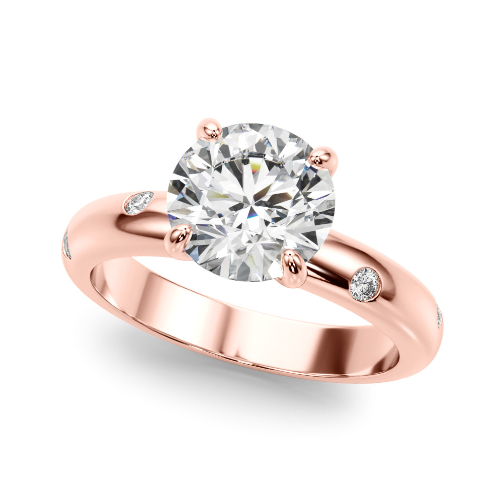 Opulent Bands Straight Round Diamond Engagement Ring — 9K/18K Gold & Platinum