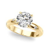 Opulent Bands Straight Round Diamond Engagement Ring — 9K/18K Gold & Platinum