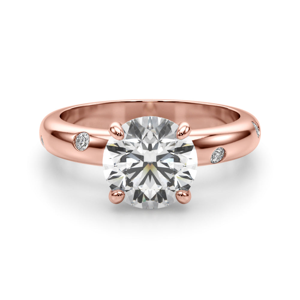 Opulent Bands Straight Round Diamond Engagement Ring — 9K/18K Gold & Platinum