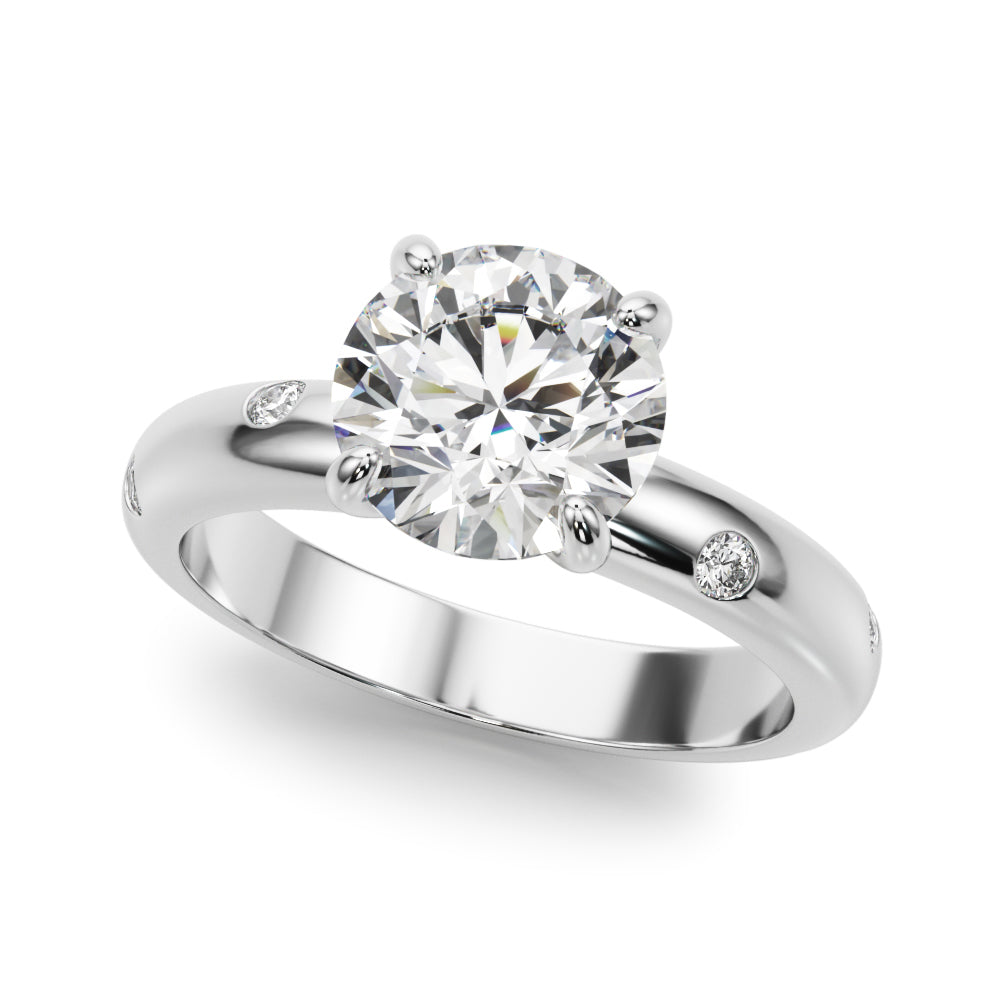 Opulent Bands Straight Round Diamond Engagement Ring — 9K/18K Gold & Platinum