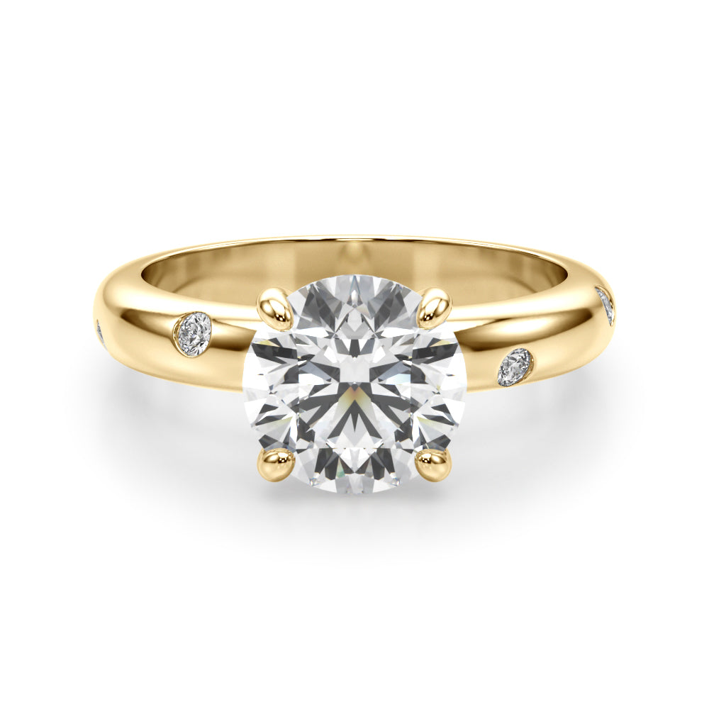 Opulent Bands Straight Round Diamond Engagement Ring — 9K/18K Gold & Platinum