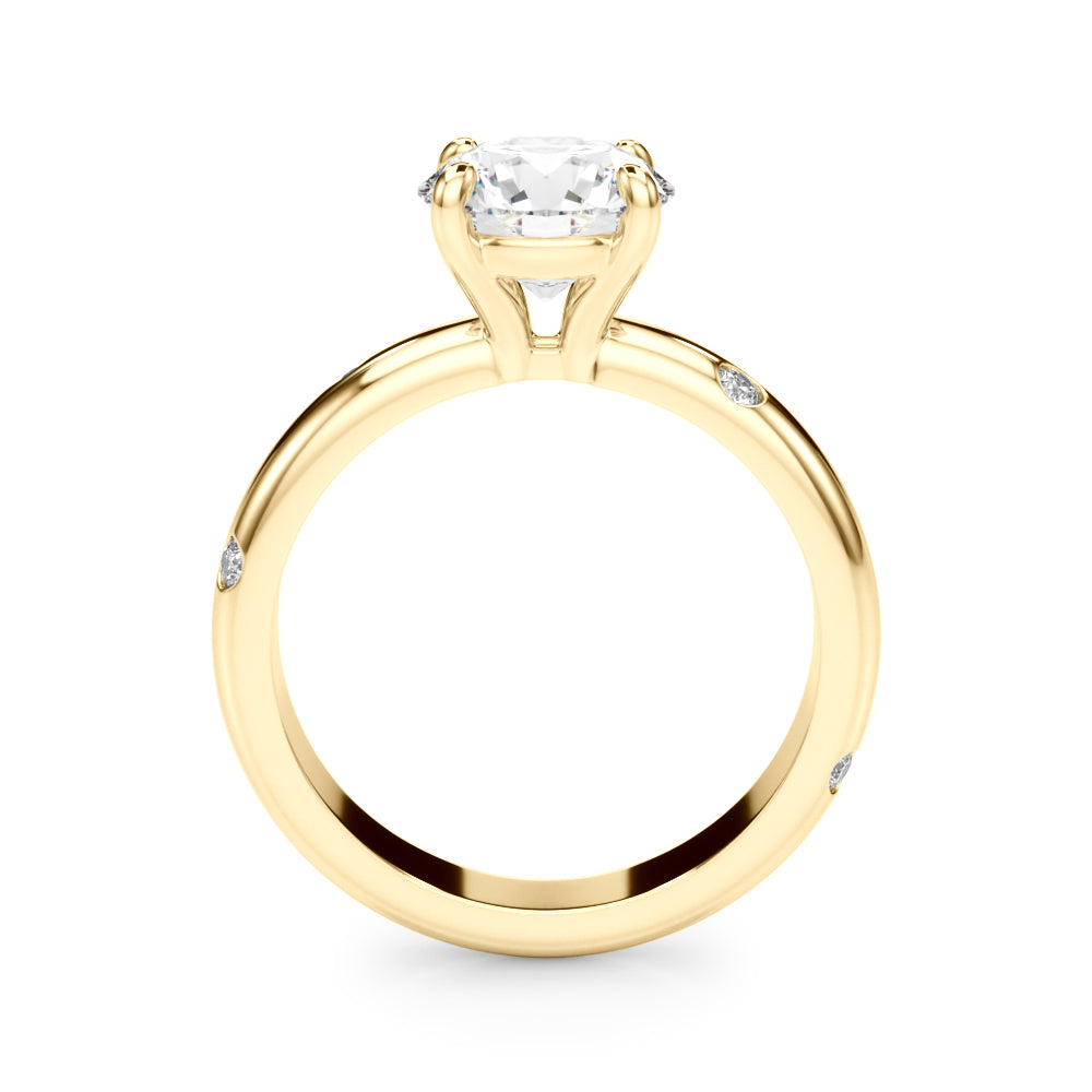 Opulent Bands Straight Round Diamond Engagement Ring — 9K/18K Gold & Platinum