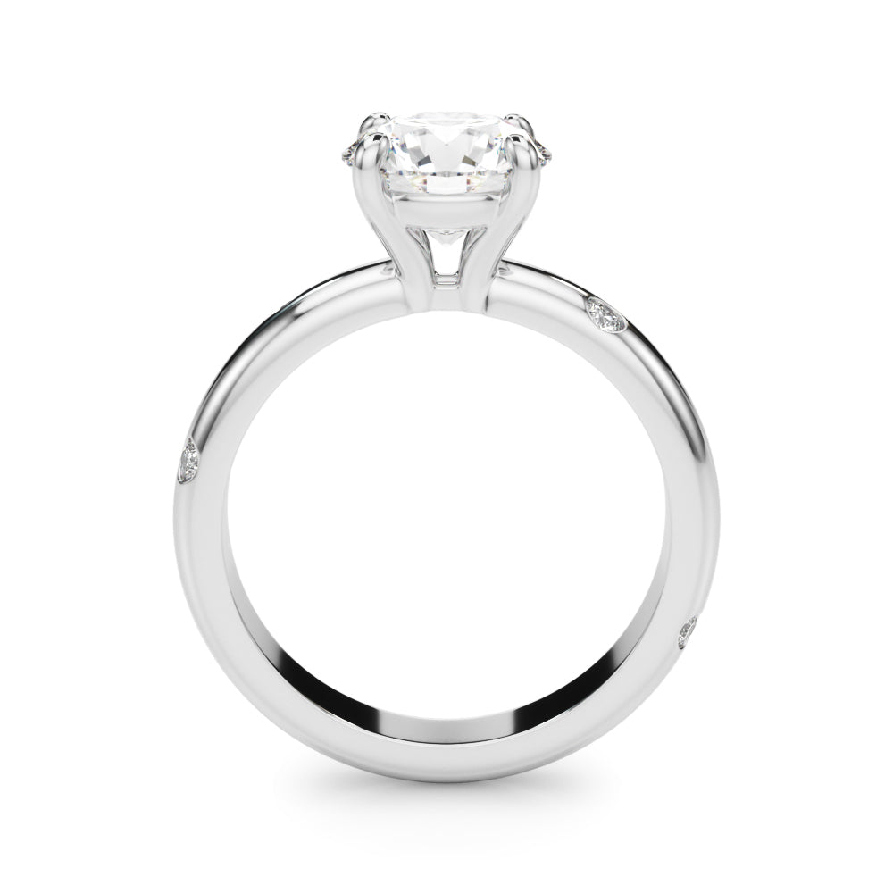 Opulent Bands Straight Round Diamond Engagement Ring — 9K/18K Gold & Platinum