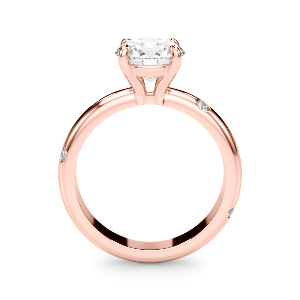 Opulent Bands Straight Round Diamond Engagement Ring — 9K/18K Gold & Platinum