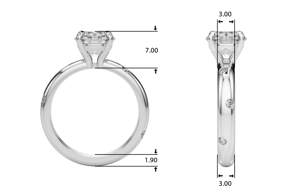 Opulent Bands Straight Round Diamond Engagement Ring — 9K/18K Gold & Platinum