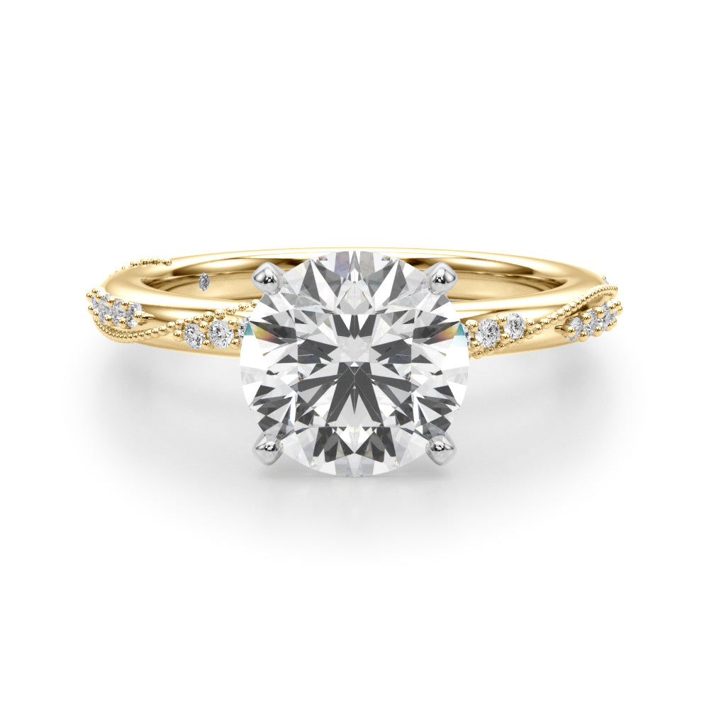 Celestial Sidestone Round Diamond Engagement Ring — 9K/18K Gold & Platinum