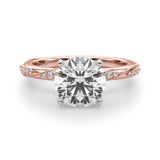 Celestial Sidestone Round Diamond Engagement Ring — 9K/18K Gold & Platinum