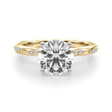 Celestial Sidestone Round Diamond Engagement Ring — 9K/18K Gold & Platinum