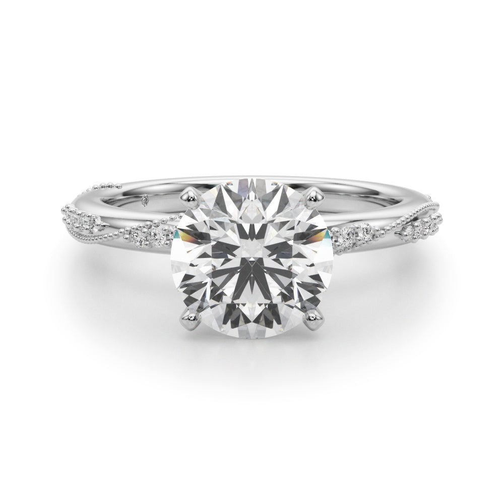 Celestial Sidestone Round Diamond Engagement Ring — 9K/18K Gold & Platinum