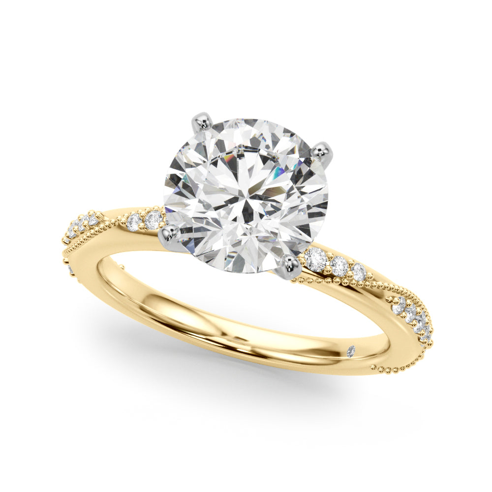 Celestial Sidestone Round Diamond Engagement Ring — 9K/18K Gold & Platinum