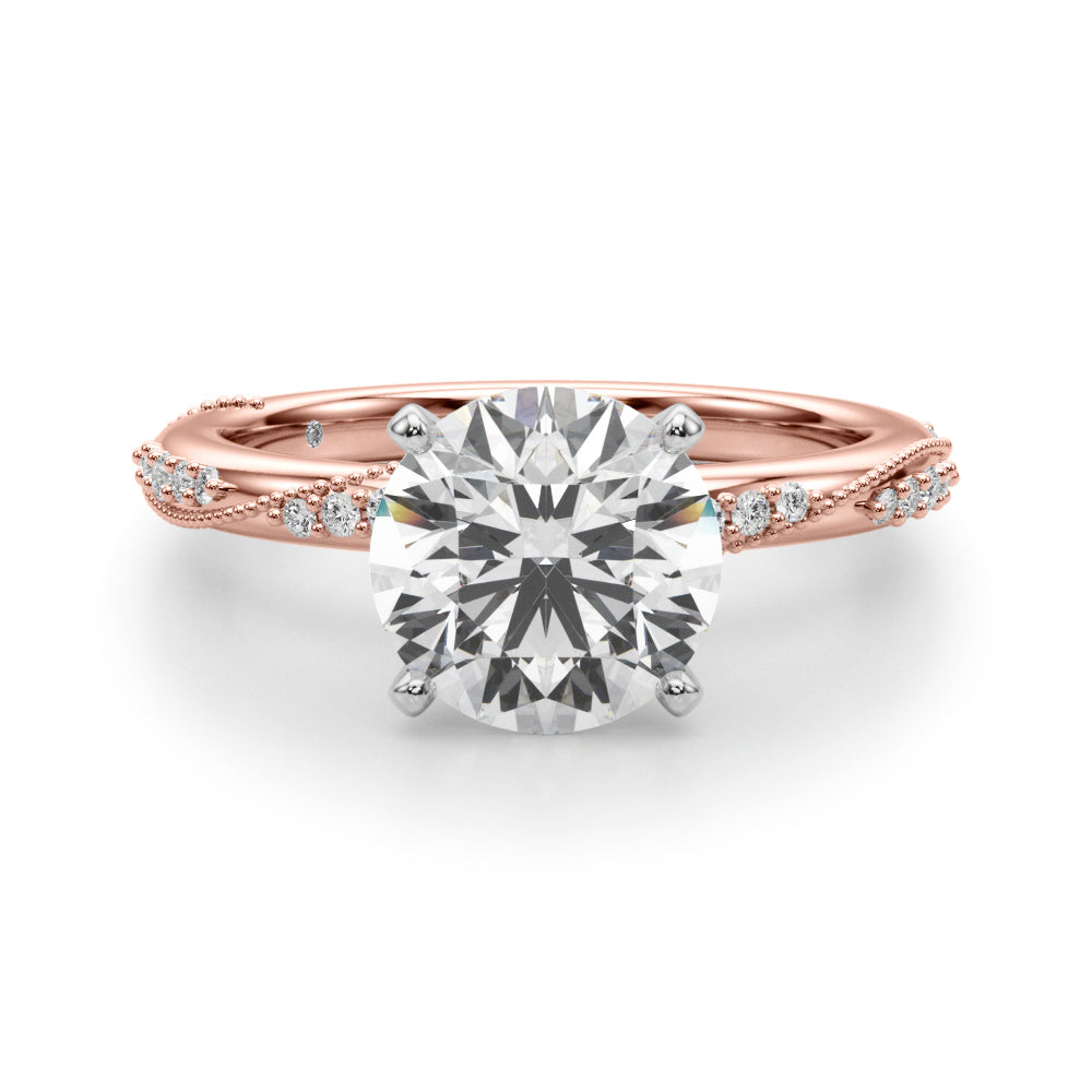 Celestial Sidestone Round Diamond Engagement Ring — 9K/18K Gold & Platinum