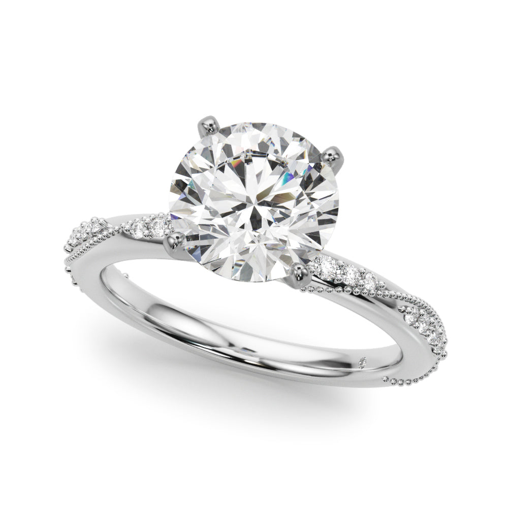 Celestial Sidestone Round Diamond Engagement Ring — 9K/18K Gold & Platinum