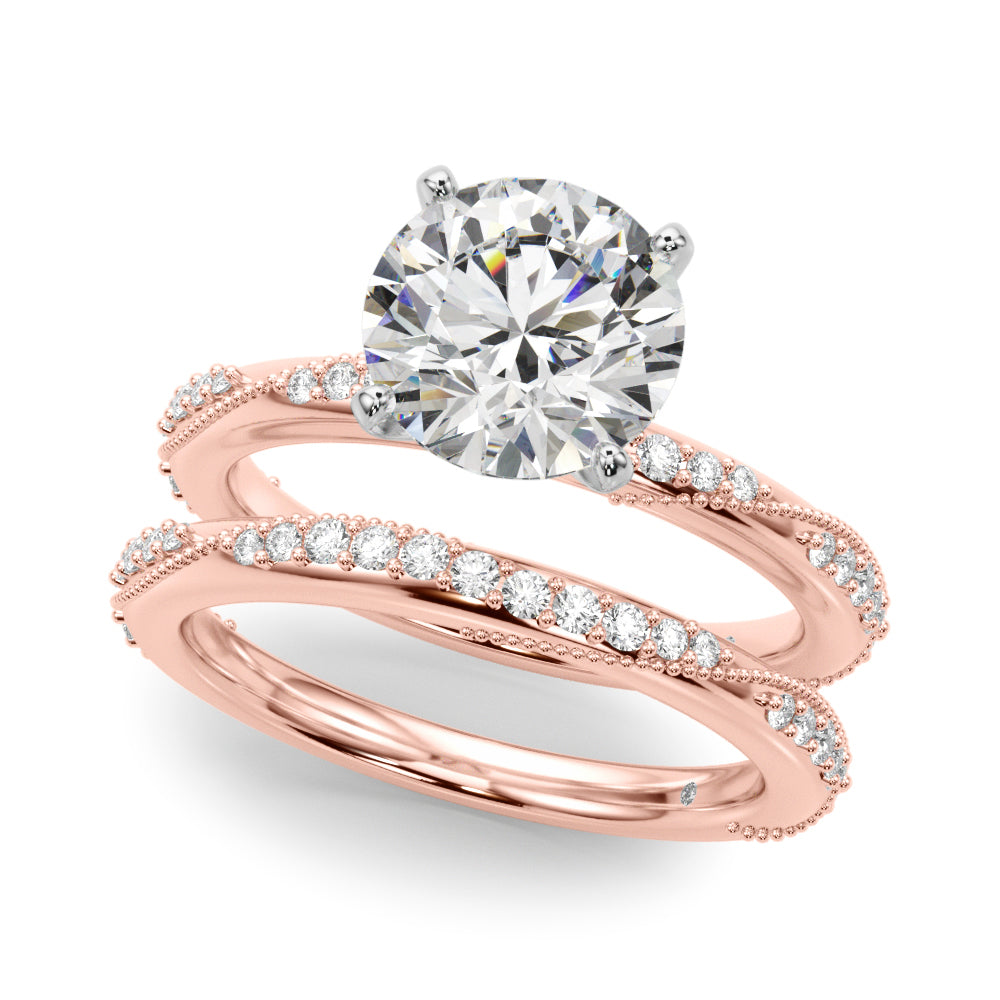 Celestial Sidestone Round Diamond Engagement Ring — 9K/18K Gold & Platinum