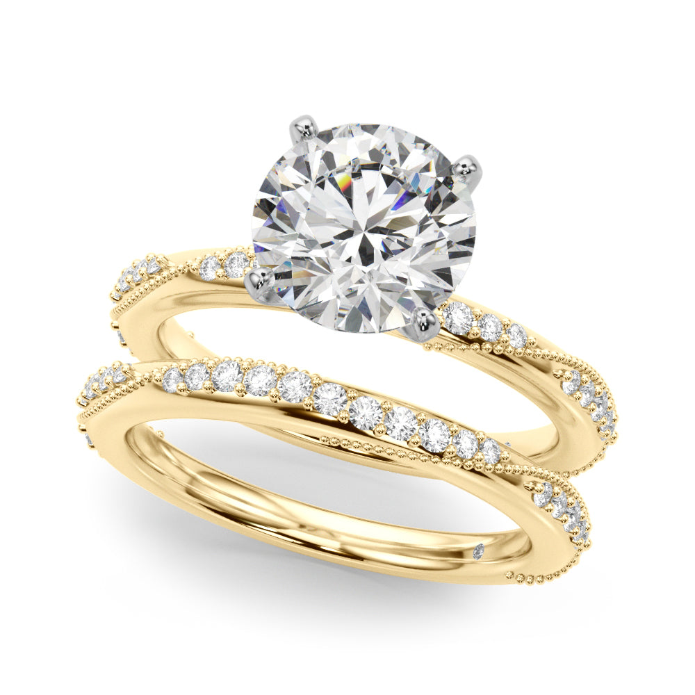 Celestial Sidestone Round Diamond Engagement Ring — 9K/18K Gold & Platinum