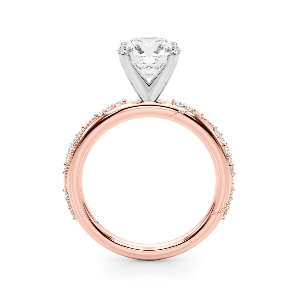 Celestial Sidestone Round Diamond Engagement Ring — 9K/18K Gold & Platinum