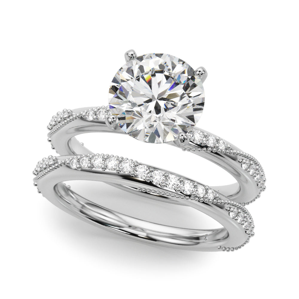Celestial Sidestone Round Diamond Engagement Ring — 9K/18K Gold & Platinum