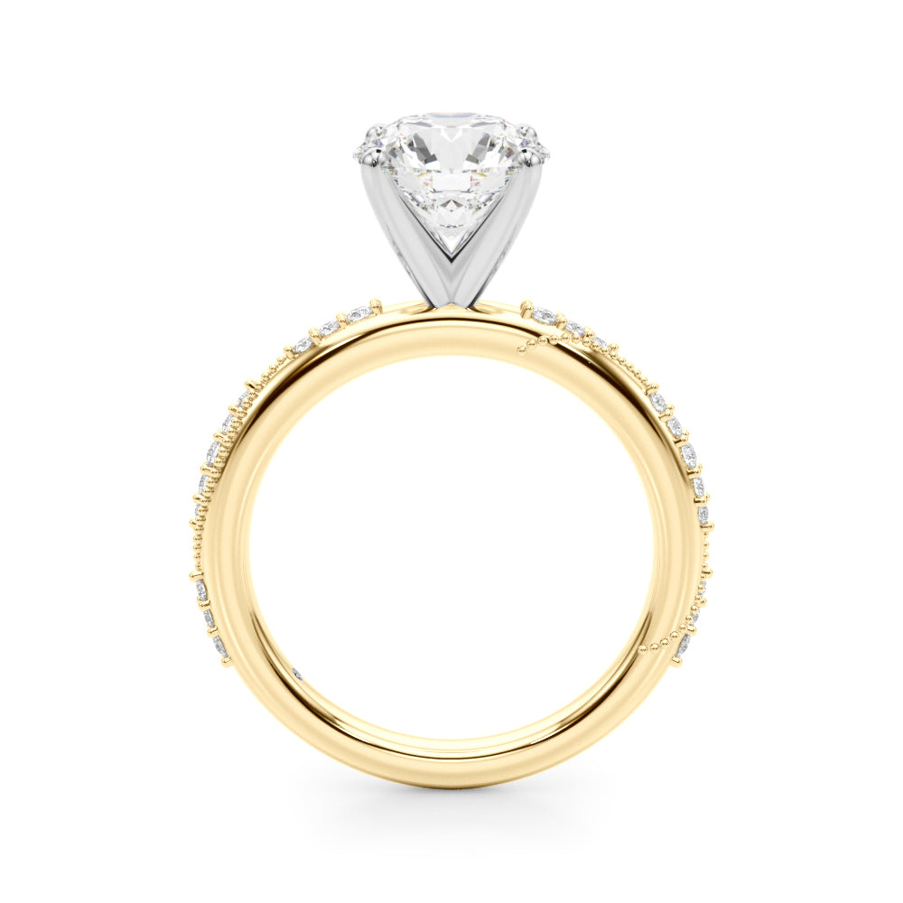 Celestial Sidestone Round Diamond Engagement Ring — 9K/18K Gold & Platinum