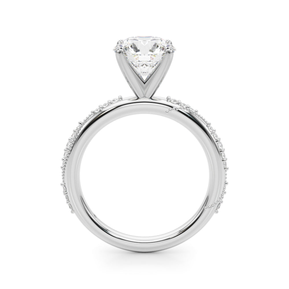 Celestial Sidestone Round Diamond Engagement Ring — 9K/18K Gold & Platinum