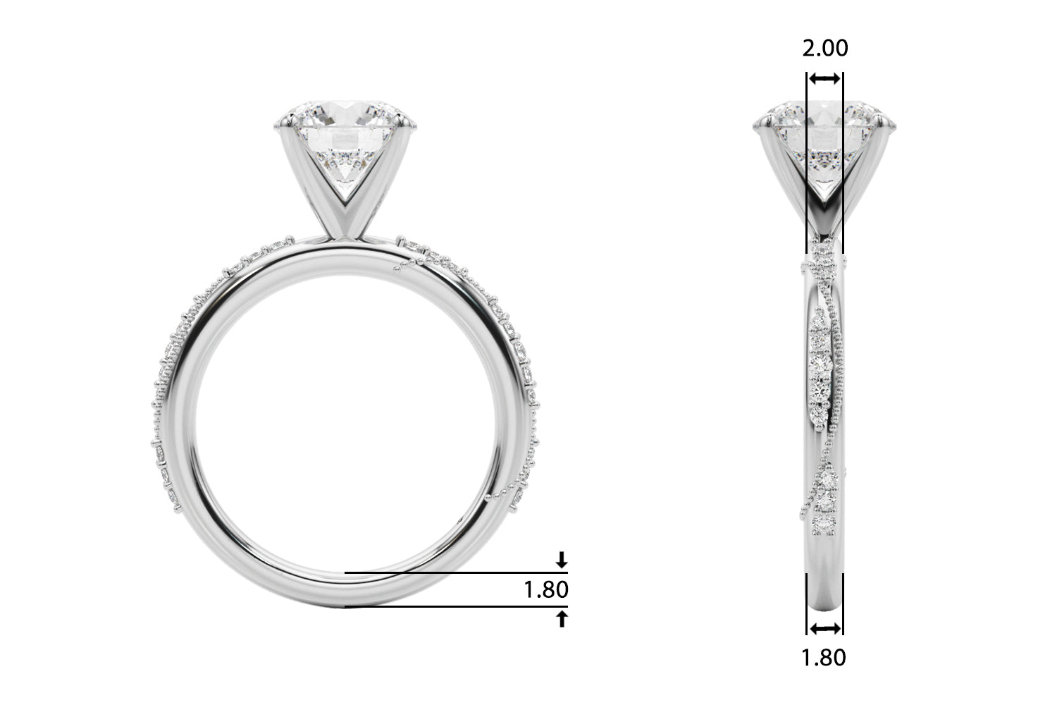 Celestial Sidestone Round Diamond Engagement Ring — 9K/18K Gold & Platinum
