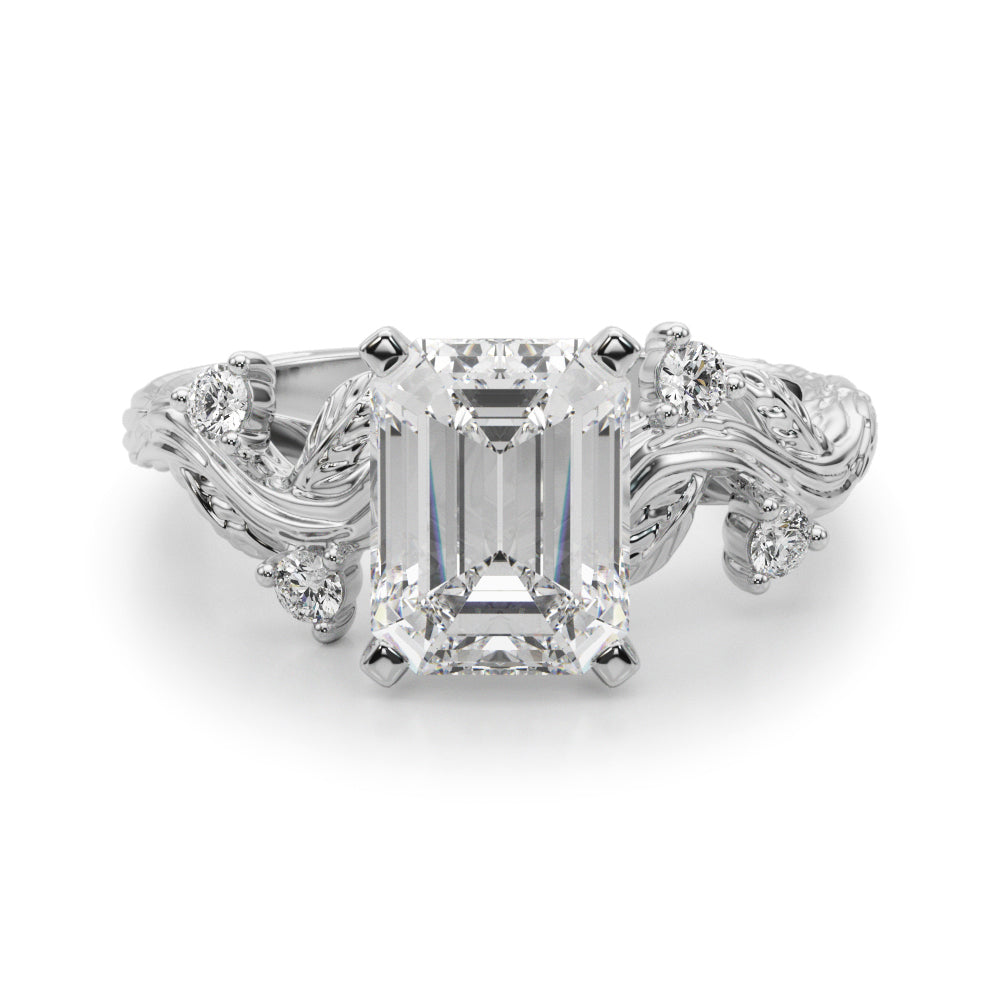 Crowned Center Round Diamond Engagement Ring — 9K/18K Gold & Platinum