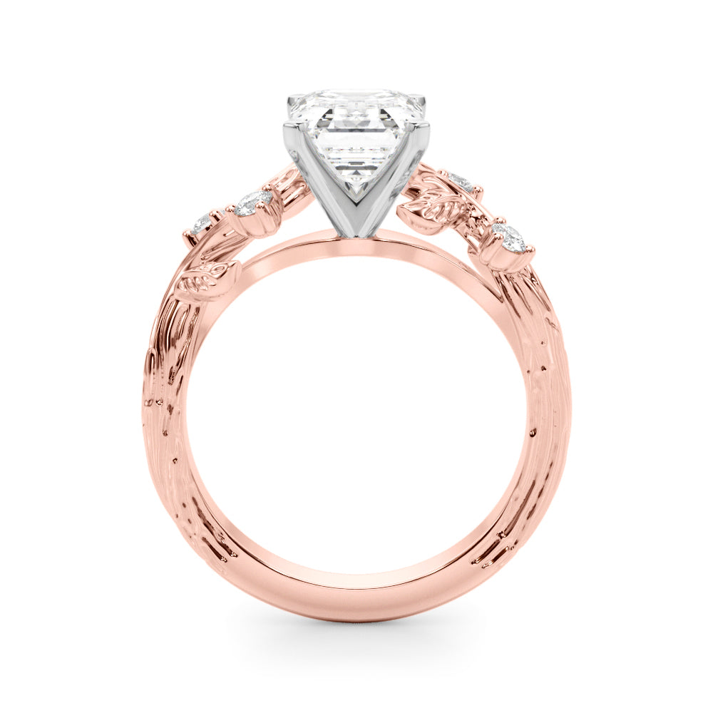 Crowned Center Round Diamond Engagement Ring — 9K/18K Gold & Platinum
