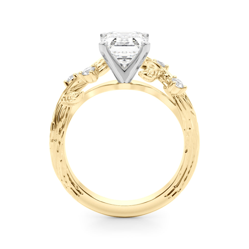 Crowned Center Round Diamond Engagement Ring — 9K/18K Gold & Platinum