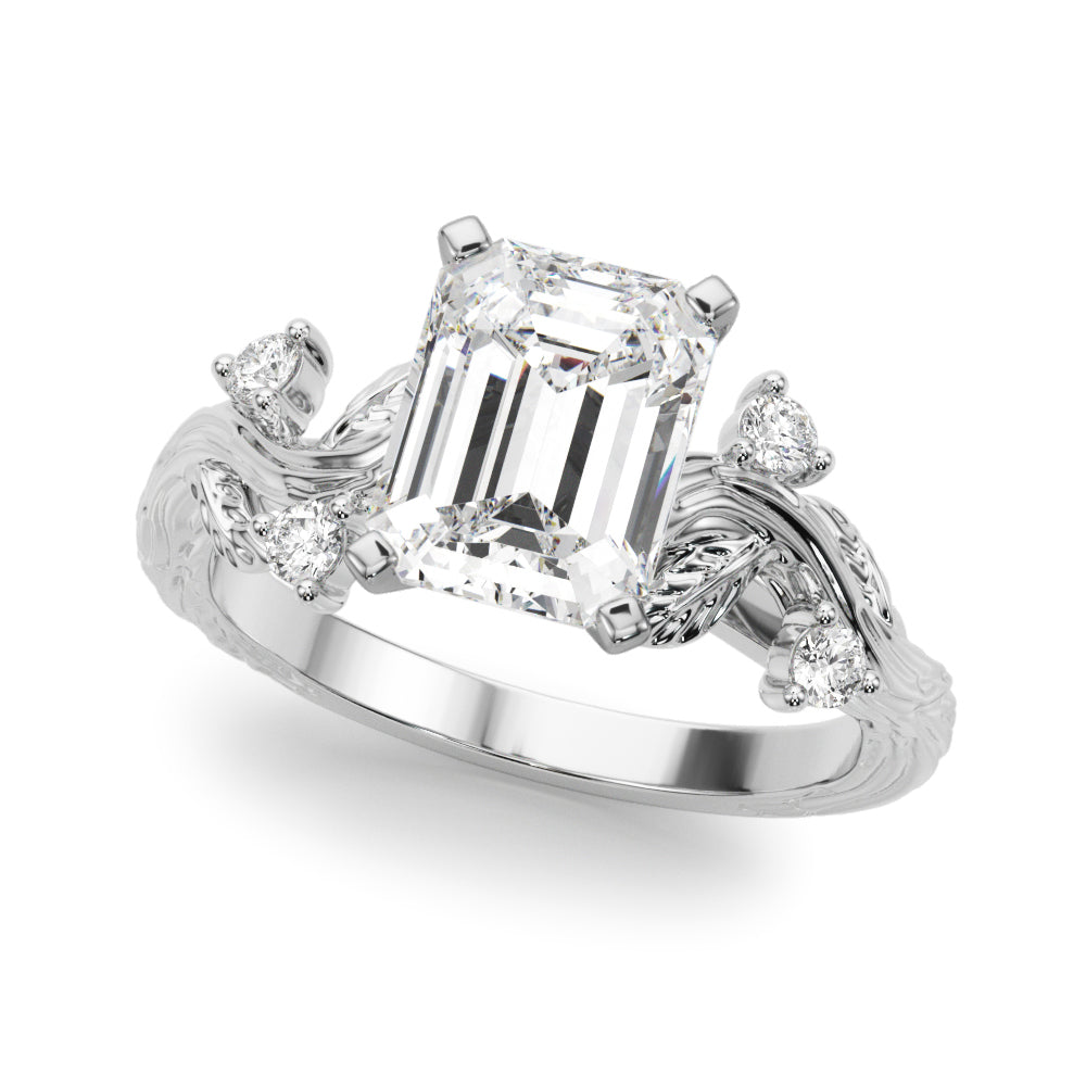 Crowned Center Round Diamond Engagement Ring — 9K/18K Gold & Platinum