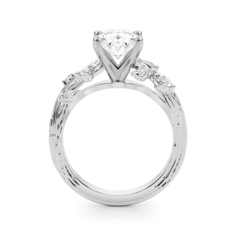 Crowned Center Round Diamond Engagement Ring — 9K/18K Gold & Platinum