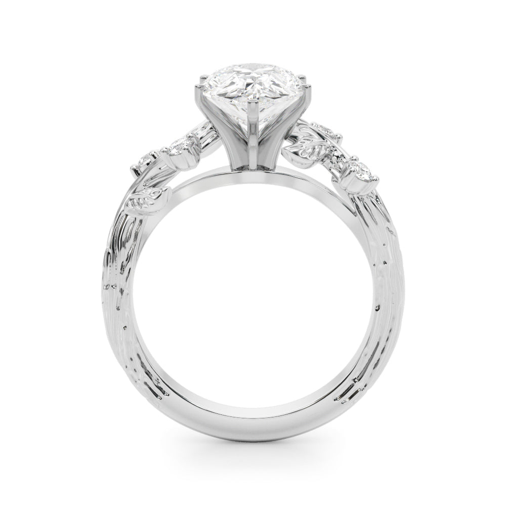 Crowned Center Round Diamond Engagement Ring — 9K/18K Gold & Platinum