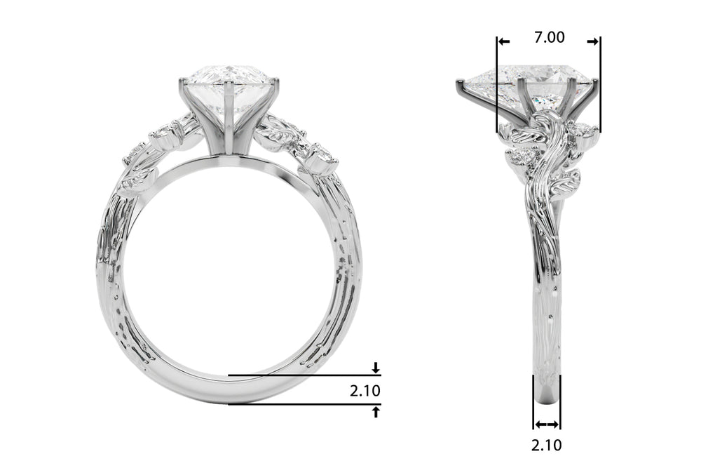 Crowned Center Round Diamond Engagement Ring — 9K/18K Gold & Platinum