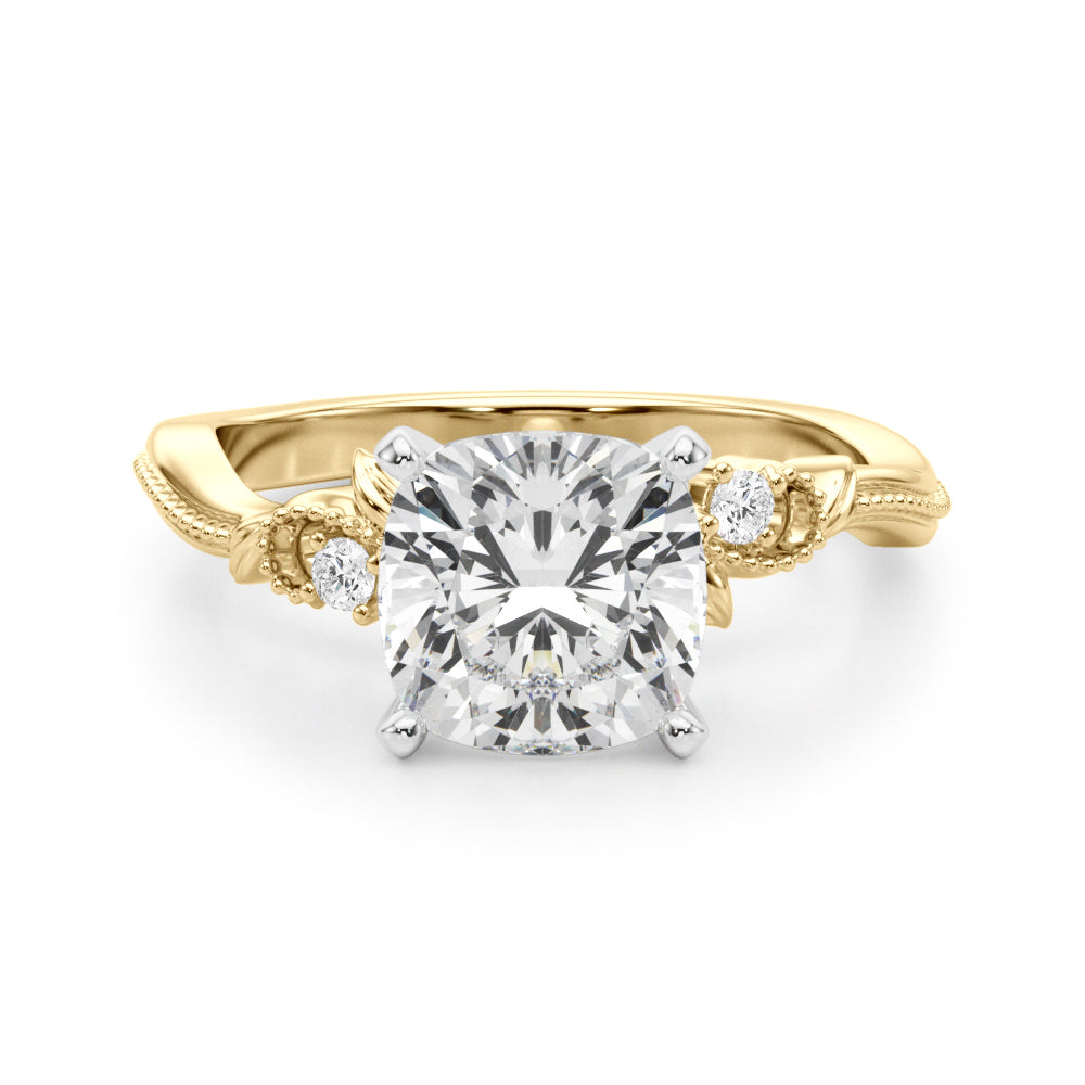Graceful Center Engagement Ring Oval Diamond Engagement Ring — 9K/18K Gold & Platinum
