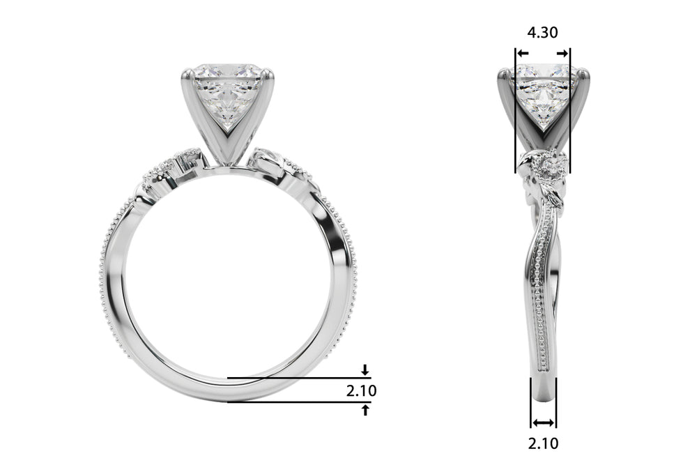 Graceful Center Engagement Ring Oval Diamond Engagement Ring — 9K/18K Gold & Platinum