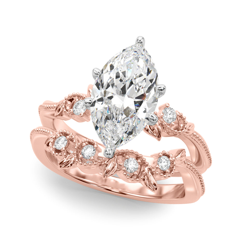 Graceful Center Engagement Ring Oval Diamond Engagement Ring — 9K/18K Gold & Platinum