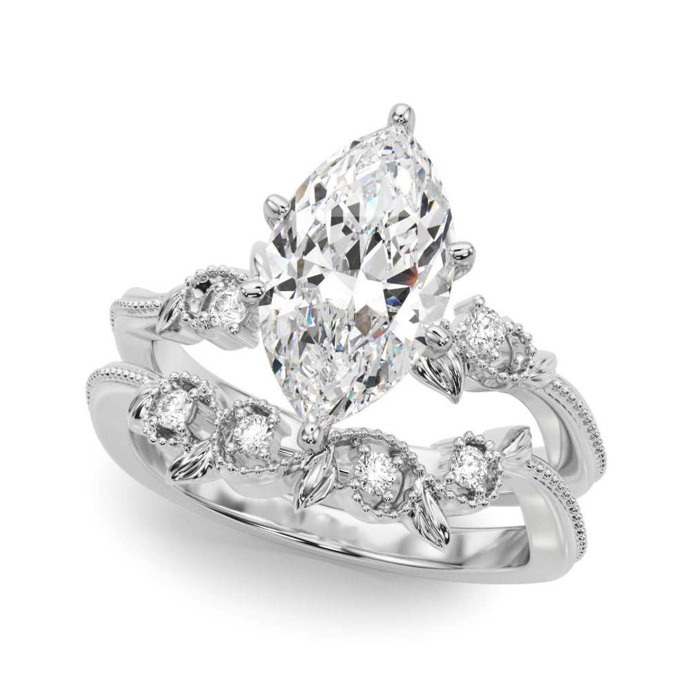 Graceful Center Engagement Ring Oval Diamond Engagement Ring — 9K/18K Gold & Platinum