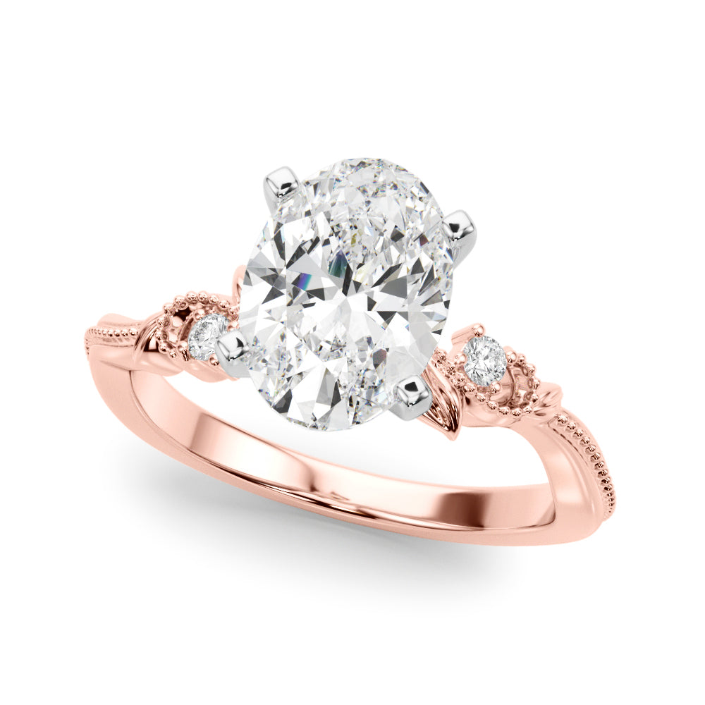 Graceful Center Engagement Ring Oval Diamond Engagement Ring — 9K/18K Gold & Platinum