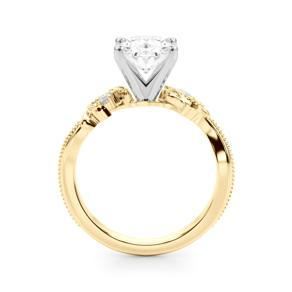 Graceful Center Engagement Ring Oval Diamond Engagement Ring — 9K/18K Gold & Platinum