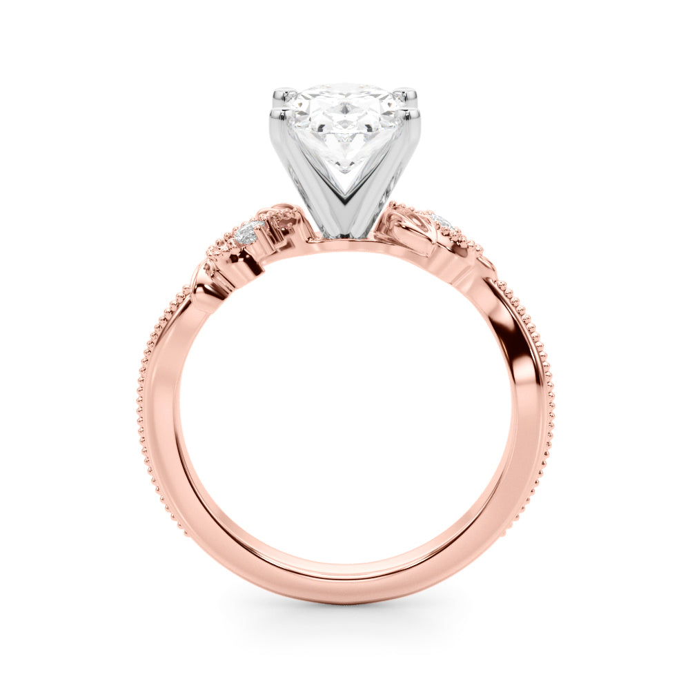 Graceful Center Engagement Ring Oval Diamond Engagement Ring — 9K/18K Gold & Platinum
