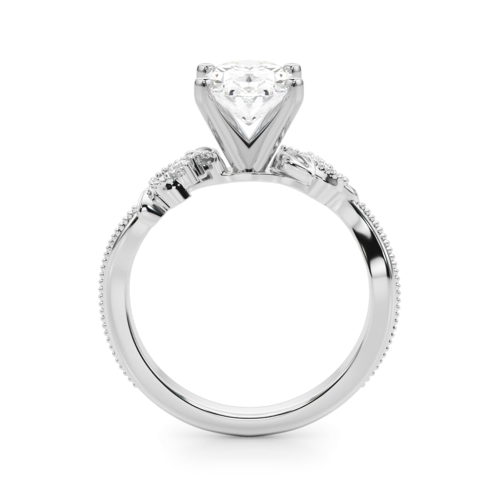 Graceful Center Engagement Ring Oval Diamond Engagement Ring — 9K/18K Gold & Platinum