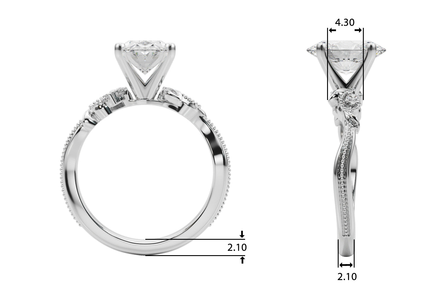 Graceful Center Engagement Ring Oval Diamond Engagement Ring — 9K/18K Gold & Platinum