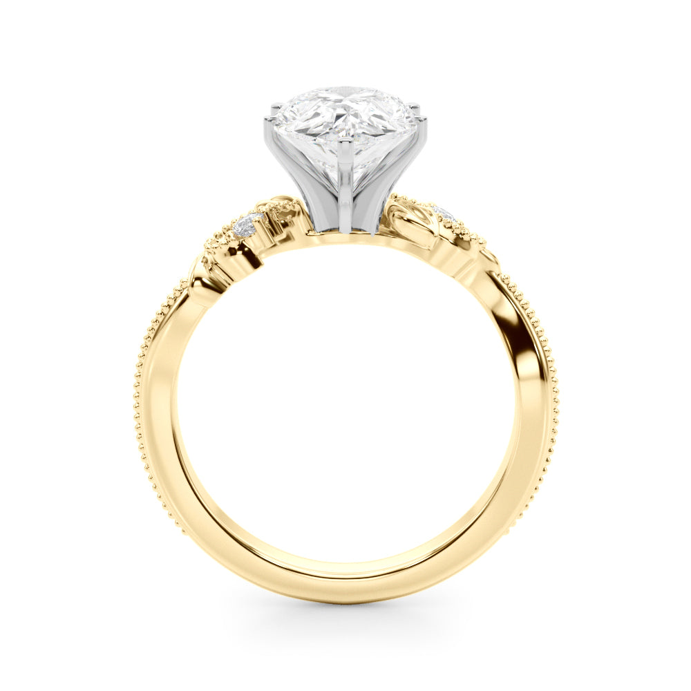 Graceful Center Engagement Ring Oval Diamond Engagement Ring — 9K/18K Gold & Platinum