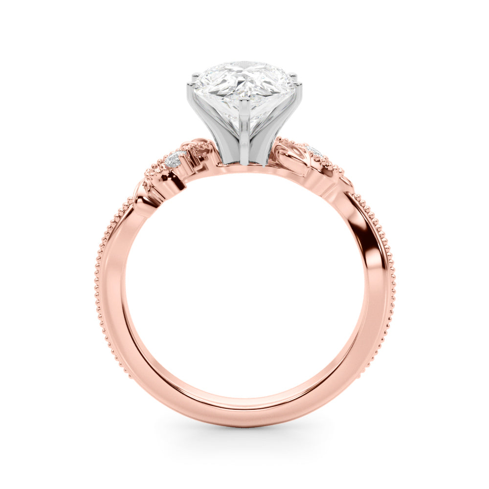 Graceful Center Engagement Ring Oval Diamond Engagement Ring — 9K/18K Gold & Platinum