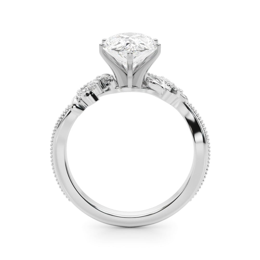 Graceful Center Engagement Ring Oval Diamond Engagement Ring — 9K/18K Gold & Platinum