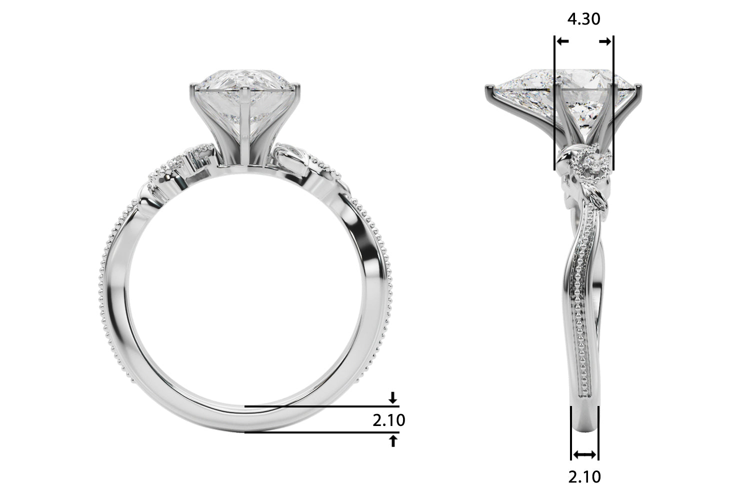Graceful Center Engagement Ring Oval Diamond Engagement Ring — 9K/18K Gold & Platinum